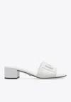 Dolce & Gabbana White Mules With Low Heel And Dg Millennials Detail In Smooth Leather Woman In White