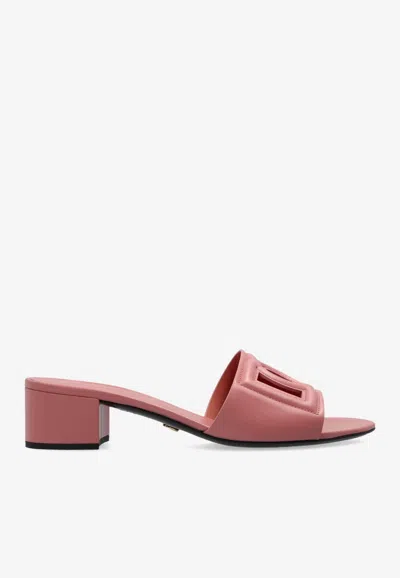 Dolce & Gabbana Bianca 40 Dg Logo Mules In Pink