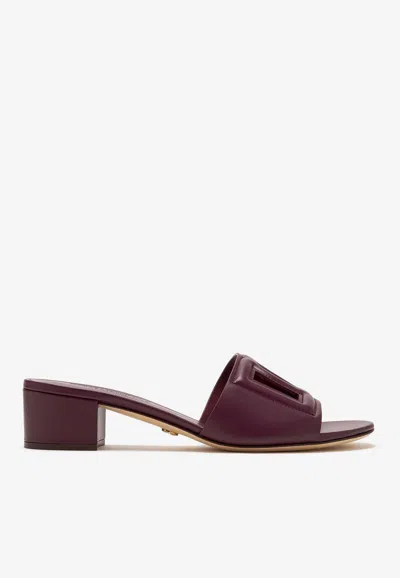 Dolce & Gabbana Bianca 40 Dg Millennials Calf Leather Mules In Burgundy