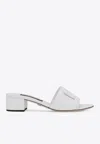 Dolce & Gabbana White Mules With Low Heel And Dg Millennials Detail In Smooth Leather Woman In White