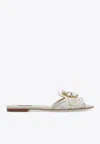 Dolce & Gabbana Bianca Brooch-embellished Lace And Mesh Sandals In Gray