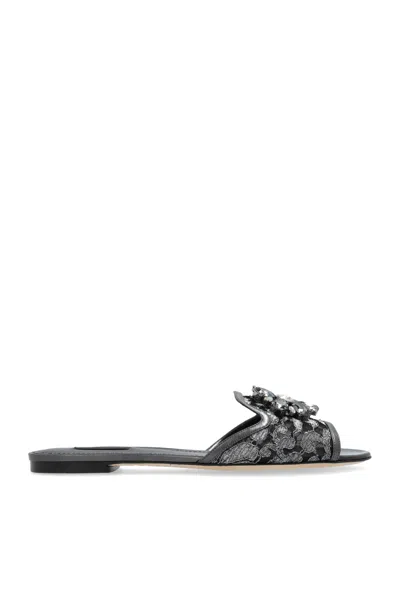 DOLCE & GABBANA DOLCE  GABBANA BIANCA CRYSTAL EMBELLISHED SANDALS