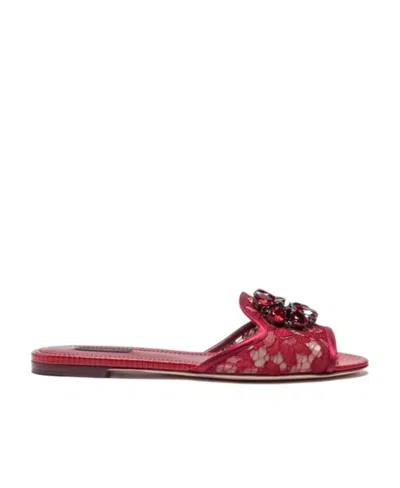 DOLCE & GABBANA DOLCE  GABBANA BIANCA LACE DETAILED SANDALS