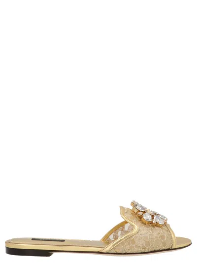 DOLCE & GABBANA DOLCE  GABBANA EMBELLISHED SLIP-ON SANDALS