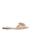 Dolce & Gabbana Bianca Lace Slides In Neutral