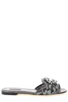 Dolce & Gabbana Crystal Lace Flat Sandals With Floral Overlay