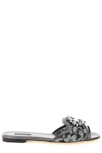 DOLCE & GABBANA BIANCA CRYSTAL EMBELLISHED SANDALS