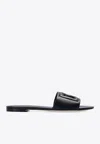 Dolce & Gabbana Black Flats With Cut-out Band And Dg Logo In Soft Rubber Woman In Black