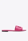 Dolce & Gabbana Leather Slides With Cut-out Logo In Bubblegum