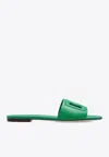 Dolce & Gabbana Logo-embossed Leather Sandals In Green