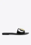 Dolce & Gabbana Logo-plaque Leather Slides In Black