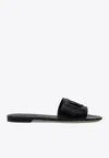 Dolce & Gabbana Bianca Dg Logo Leather Slides In Black