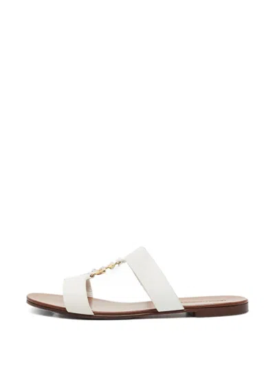 Pre-owned Dolce & Gabbana Bianca Dg Logo Slide Sandals In White