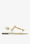 Dolce & Gabbana Bianca Crystal-embellished Patent-leather Sandals In White