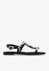 Dolce & Gabbana Women Black Sandals With Embroidered Stones Decorations In Satin Woman In Black