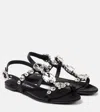 Dolce & Gabbana Women Black Sandals With Embroidered Stones Decorations In Satin Woman In Black