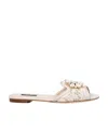Dolce & Gabbana Lace Sliders With Crystals In Nude