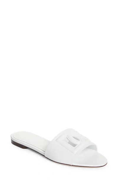 Dolce & Gabbana Bianca Interlock Slide Sandal In White
