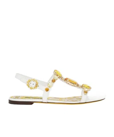 Dolce & Gabbana Bianca Leather Sandals In White