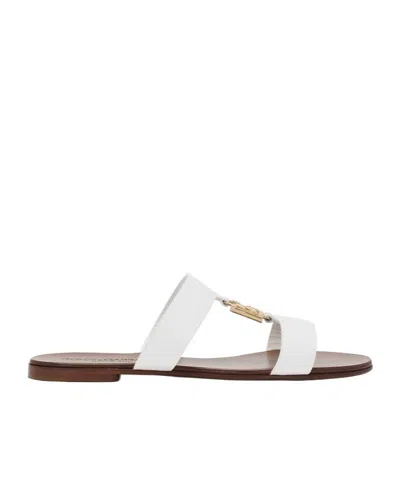 Dolce & Gabbana Bianca Leather Sandals In White