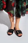Dolce & Gabbana Black Flats With Cut-out Band And Dg Logo In Soft Rubber Woman In Black