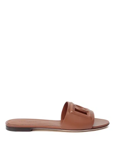 DOLCE & GABBANA BIANCA LEATHER SLIDES