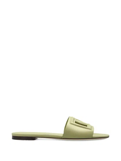 Dolce & Gabbana Bianca Logo Detail Slides In Green