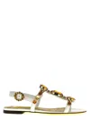 Dolce & Gabbana Bianca Crystal-embellished Patent-leather Sandals