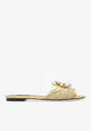 Dolce & Gabbana Rainbow Slides In Gold Lurex Lace With Brooch In Gold