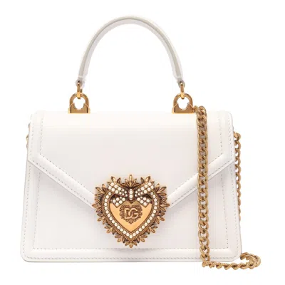 Dolce & Gabbana Small Devotion Bag Shoulder Bag In Bianco