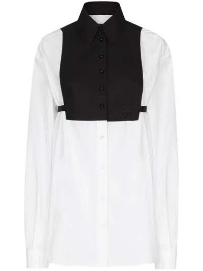 DOLCE & GABBANA BIB-DETAIL OVERSIZE SHIRT