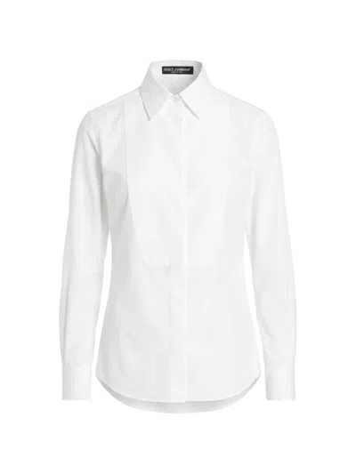 Dolce & Gabbana Bib-front Long-sleeve Cotton Tuxedo Shirt In Multi