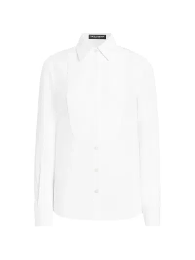 Dolce & Gabbana Bib-panel Long-sleeve Shirt In White