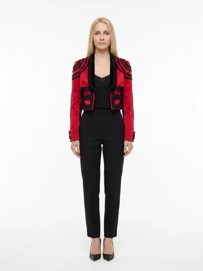 Dolce & Gabbana Bicolor Cotton Blazer In Red