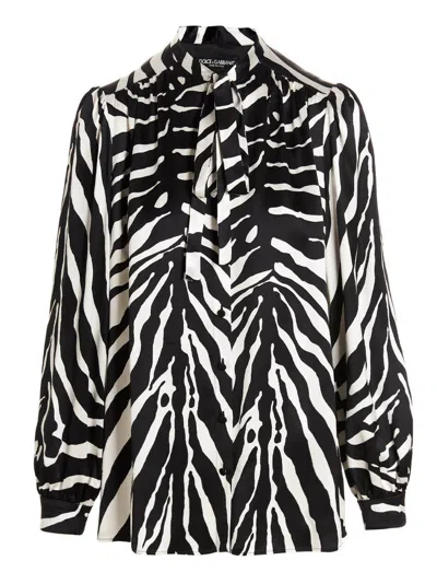 Dolce & Gabbana Bicolor Silk Women's Blouse In Multi