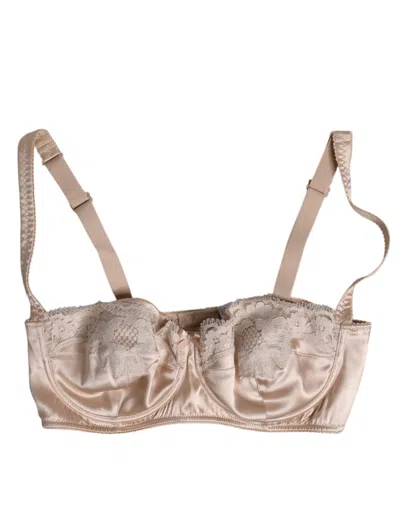 Dolce & Gabbana Biege Silk Underwired Balconette Bra Underwear In Neutral