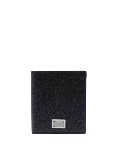 Dolce & Gabbana Bifold Cardholder Leather Dauphine Print In Black