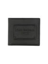 Dolce & Gabbana Small Zip-around Wallet In Calfskin With Raised Logo In Black