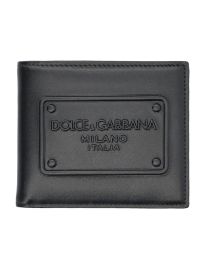 Dolce & Gabbana Bifold Wallet With Embossed Logo In Black