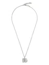 Dolce & Gabbana Fine Link Necklace With Rhinestone-detailed Dg Logo In Metallic