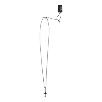 Dolce & Gabbana Men Brass Necklace With Iconic Crucifix In Silver