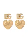 Dolce & Gabbana Drop Earrings With Hearts And Dg Logo In Gold
