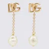 Dolce & Gabbana Dg Logo And Baroque Pearly Clip-on Earrings In Golden