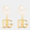 Dolce & Gabbana Logo Faux Pearl Earrings