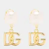 Dolce & Gabbana Logo Faux Pearl Earrings