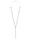 DOLCE & GABBANA SILVER-TONE ROSARY NECKLACE WITH GEMSTONES AND CROSS IN BRASS MAN