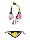 Dolce & Gabbana Black Floral-print Bikini Set In Nude & Neutrals