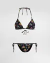 Dolce & Gabbana Adjustable Triangle Bikini Set With Thong Bottoms In Multi