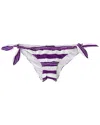 Dolce & Gabbana Purple White Stripes Beachwear Bikini Bottom