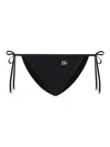 Dolce & Gabbana Logo-plaque Side-tie Bikini Bottom In Black